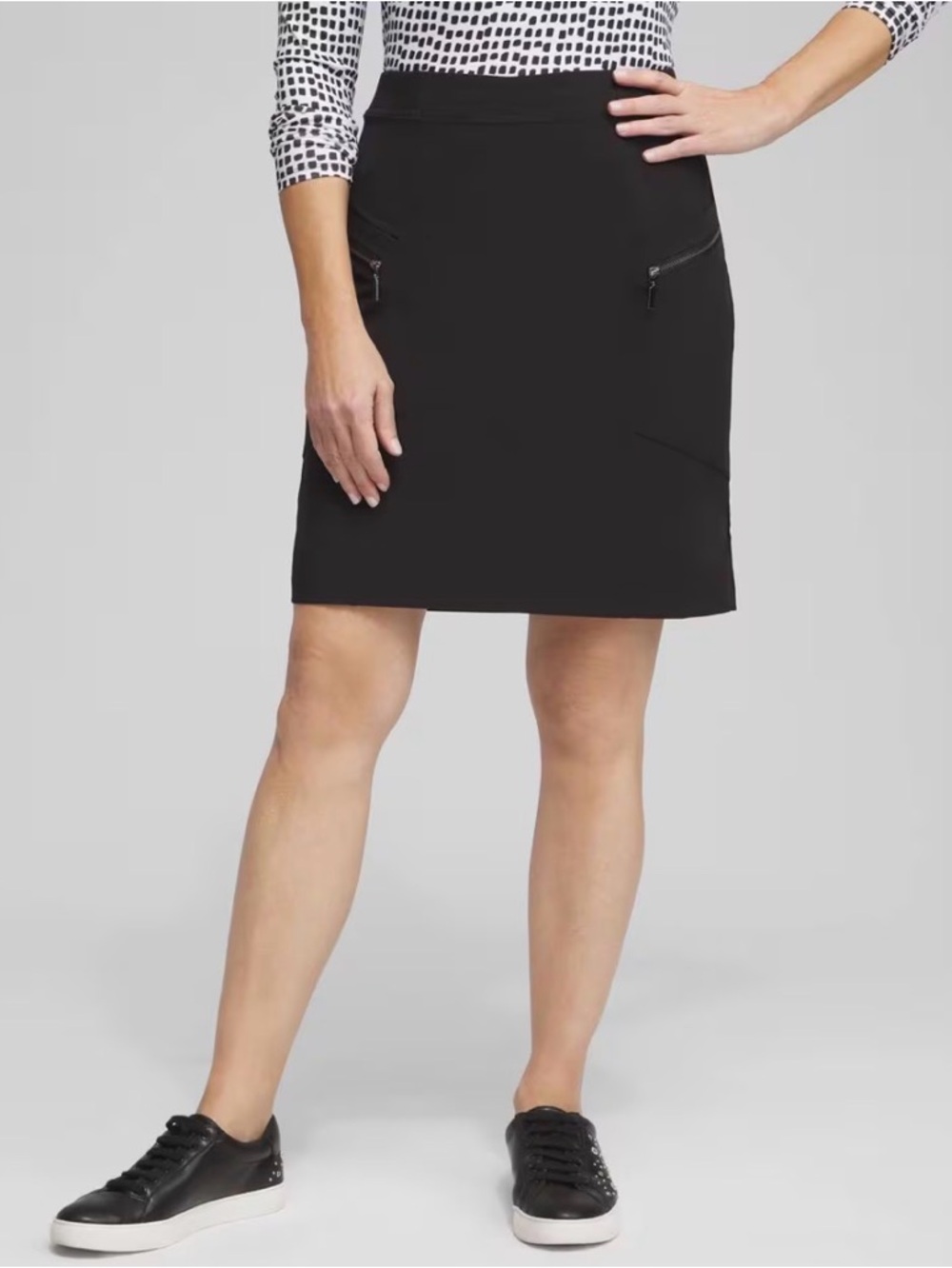 Chico’s • Zynergy Neema Black Rib-Mix Golf Tennis Skort - 16